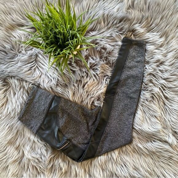 Athleta Herringbone Faux Leather Panelled Leggings, S - Picture 1 of 10